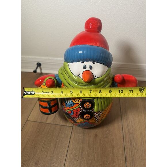 Mexican Talavera Pottery Snowman With Light 13” Holiday Christmas Decor Handmade - Picture 4 of 14